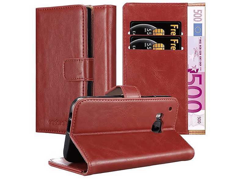 Cadorabo Custodia Libro per HTC One M4 Mini in Rosso