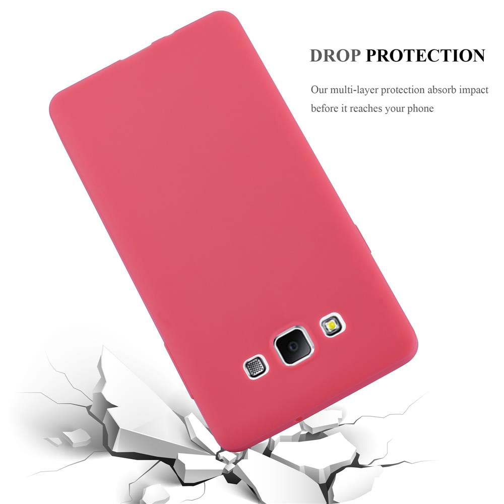 Rosa Handyhülle. Hülle liegt auf einer zerbrochenen Oberfläche. Text lautet 'DROP PROTECTION'.