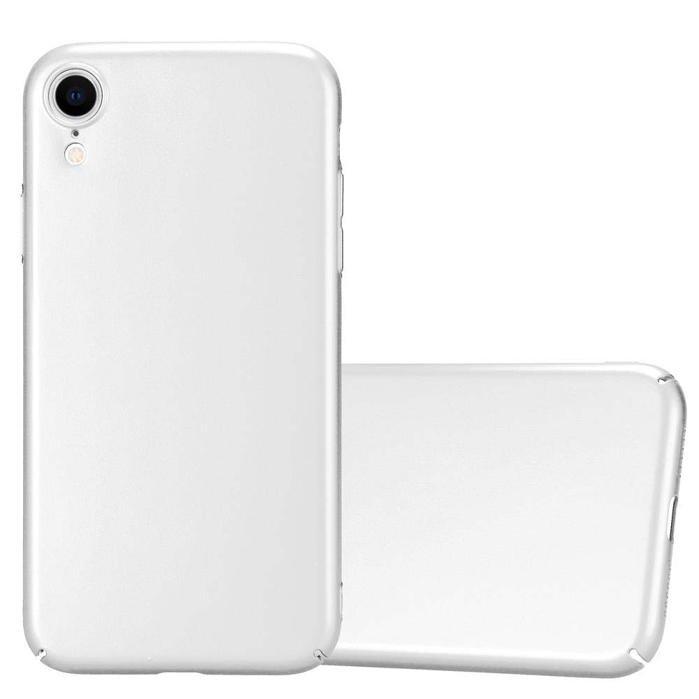 Custodia bianca per telefono con obiettivo della fotocamera. Vengono mostrate due custodie. Sfondo bianco.
