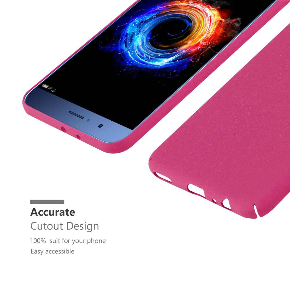 Custodia rosa per telefono, primo piano, mostra il telefono e il colore.
