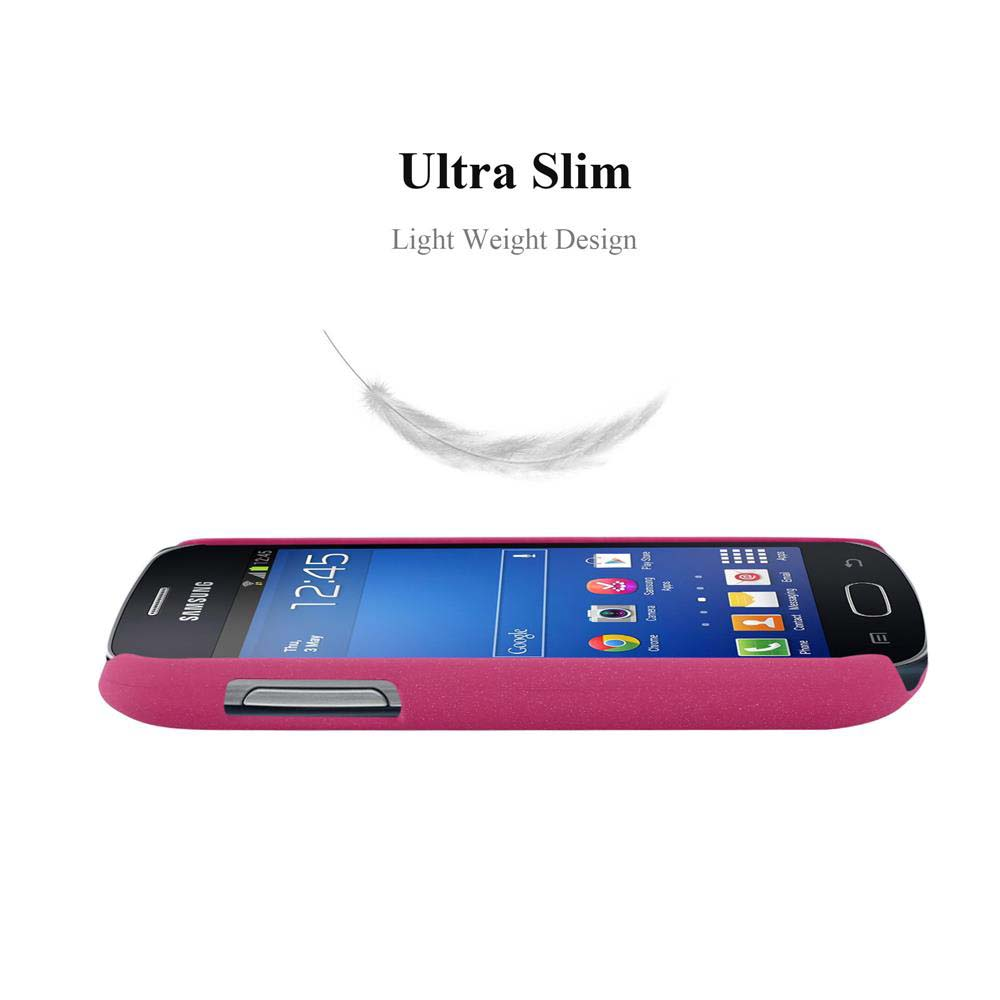 Un téléphone rose dans un étui rose. Une plume blanche flotte, le texte dit 'Ultra Slim' et 'Light Weight'.