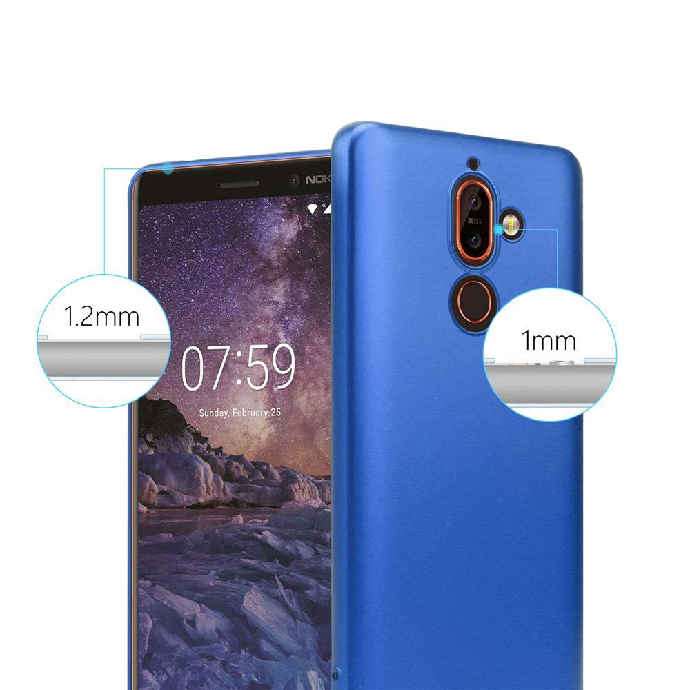 Blaue Handyhülle auf schwarzem Telefon. Nahaufnahmen zeigen Schutz.