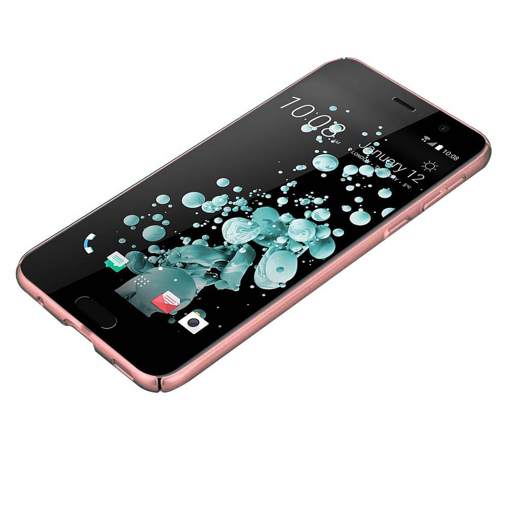 Un telefono con cornice rosa mostra l'ora, con uno sfondo a motivi floreali.
