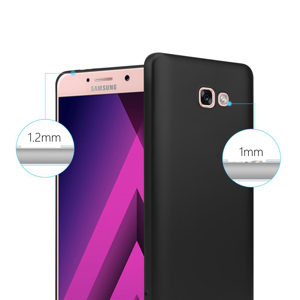 Eine Handyhülle mit einem Telefon darin. Zeigt 1,2 mm und 1 mm Dickenmessungen. Samsung-Logo ist zu sehen.