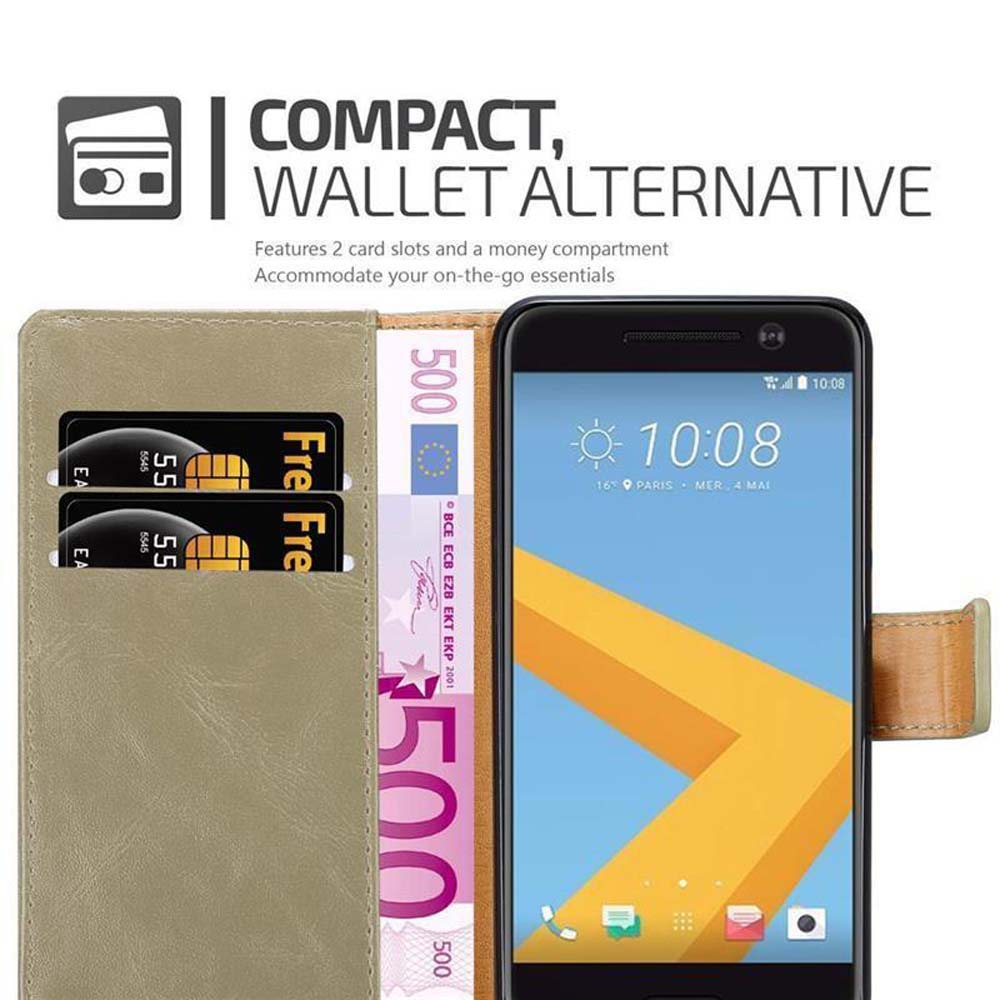 Una custodia per telefono con un telefono all'interno, due carte di credito e un mazzo di banconote in euro.