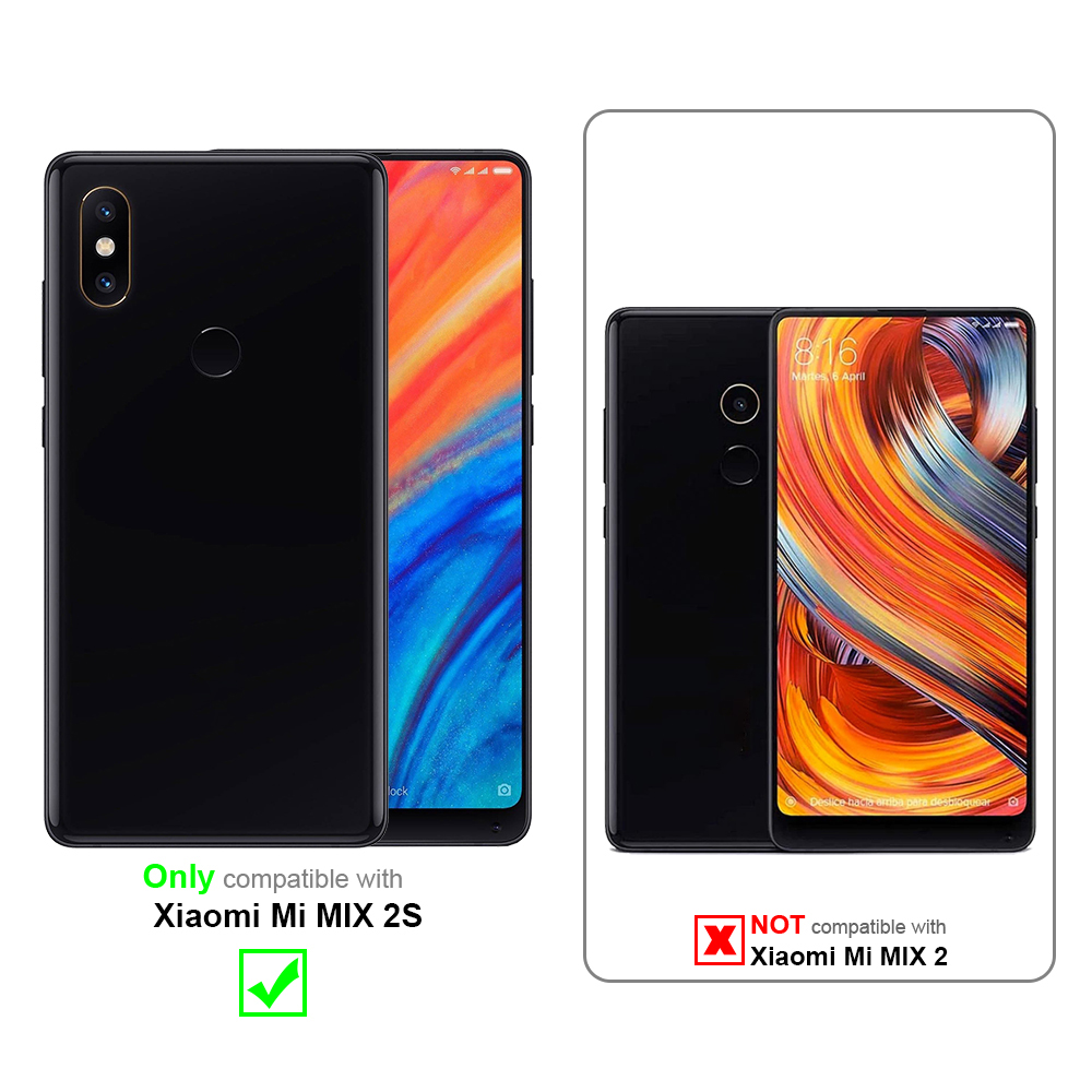 Due telefoni sono in custodie, quello a sinistra dice Xiaomi Mi MIX 2S, quello a destra dice Xiaomi Mi MIX 2.