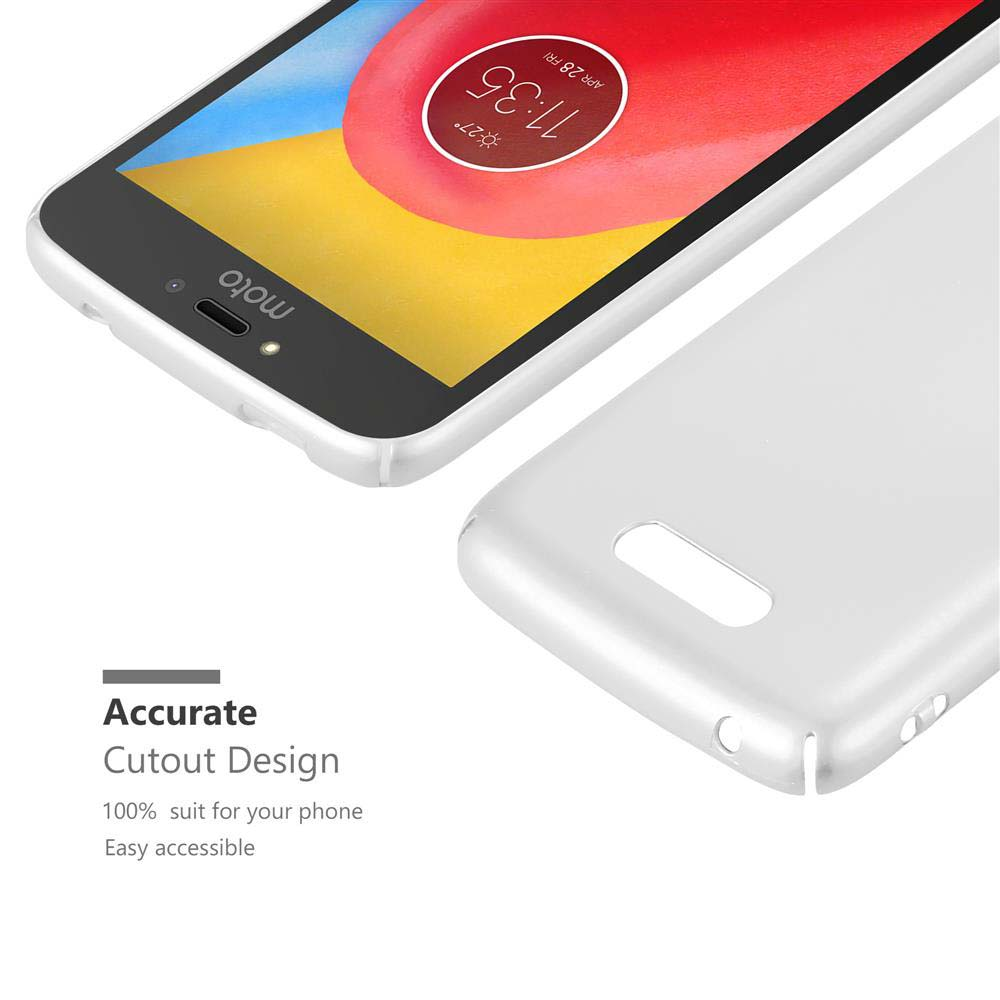 Due parti del telefono, una custodia bianca e un telefono, con testo su un design ritagliato.