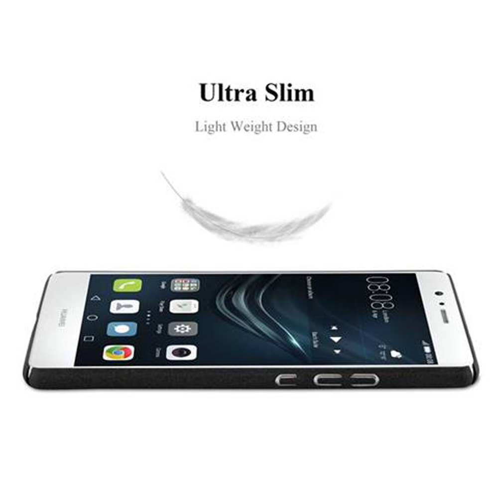 Un telefono in una custodia, con una piuma sopra. Il testo dice 'Ultra Slim Light Weight Design'.