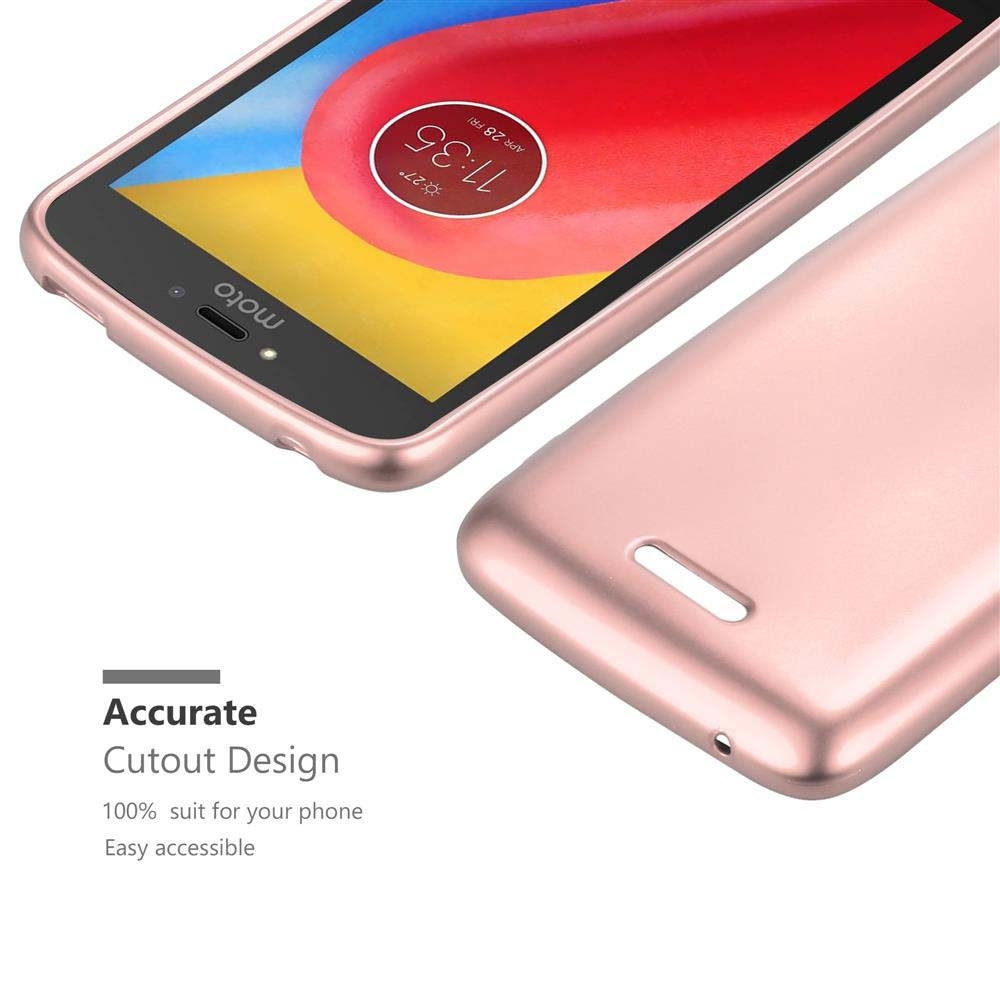 Custodia per telefono oro rosa con telefono. Il testo recita Accurate Cutout Design.