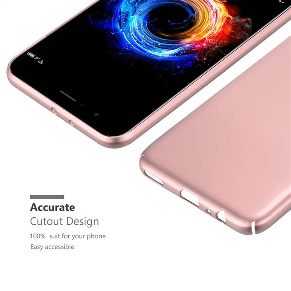 Custodia rosa per telefono accanto a un telefono con schermo colorato. La custodia è a fuoco.