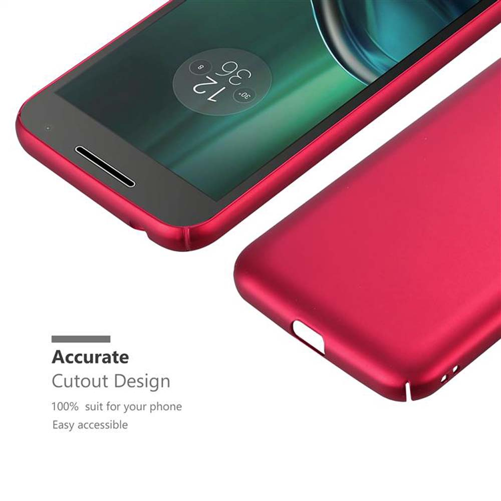 Telefono e custodia rossi, con design a taglio preciso.