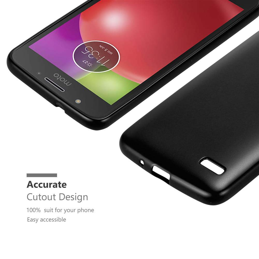 Telefono e custodia neri, con testo: Design preciso.