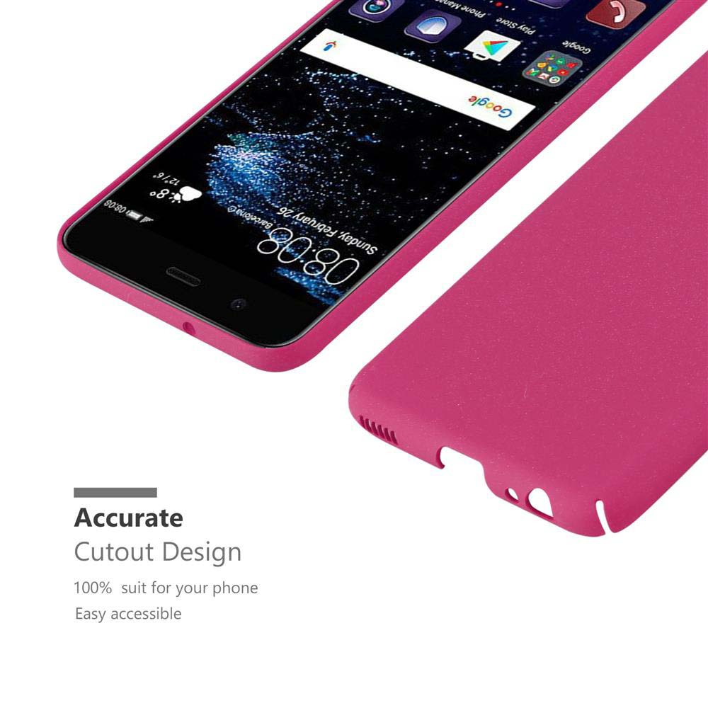 Rosa Telefon mit Hülle, Bildschirm wird gezeigt. Text besagt 'Accurate Cutout Design'.