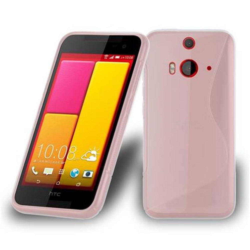 Telefono rosa con custodia rosa, lo schermo del telefono è visibile.