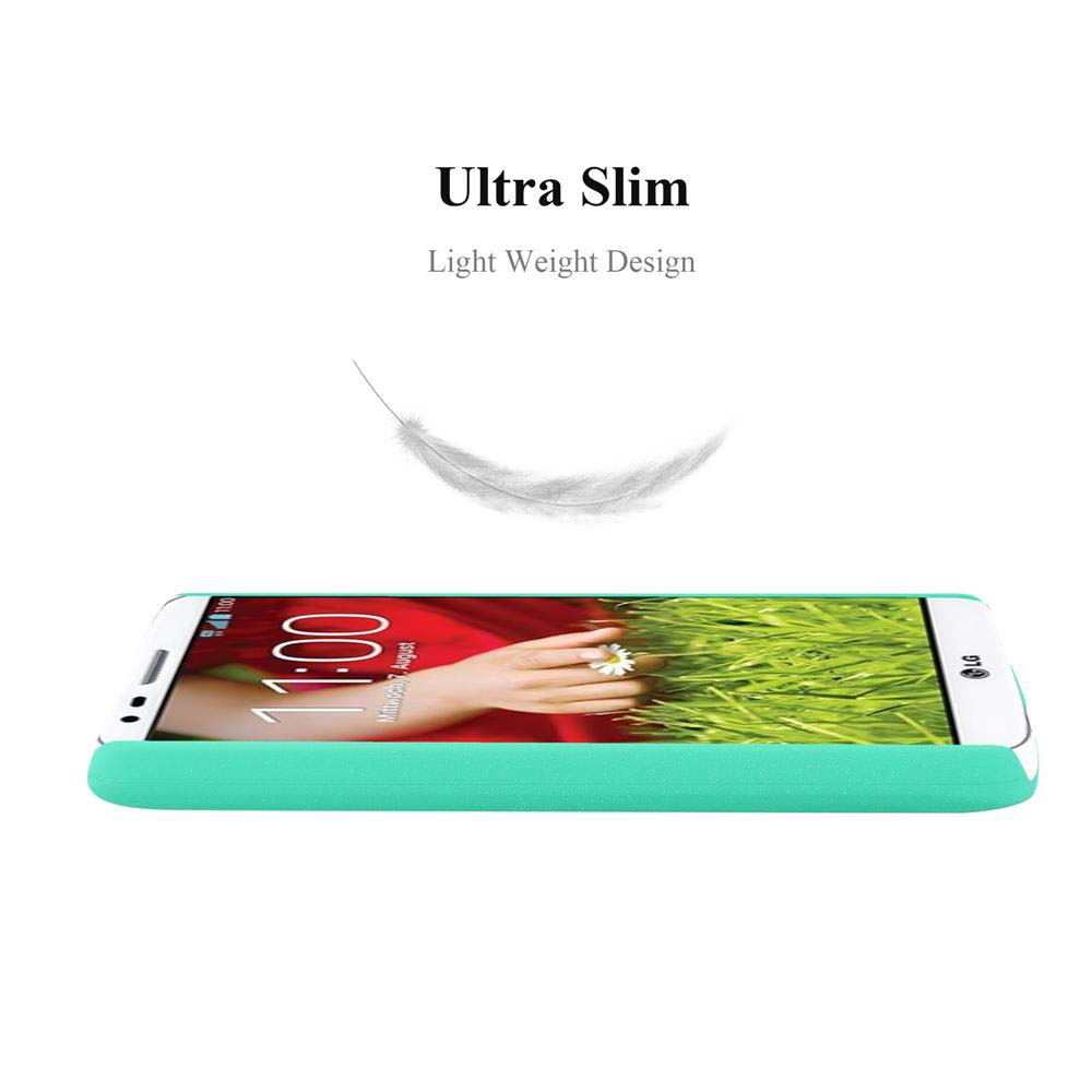 Telefono sottile di lato. Testo: Ultra Slim, Light Weight Design. Una piuma fluttua sopra.