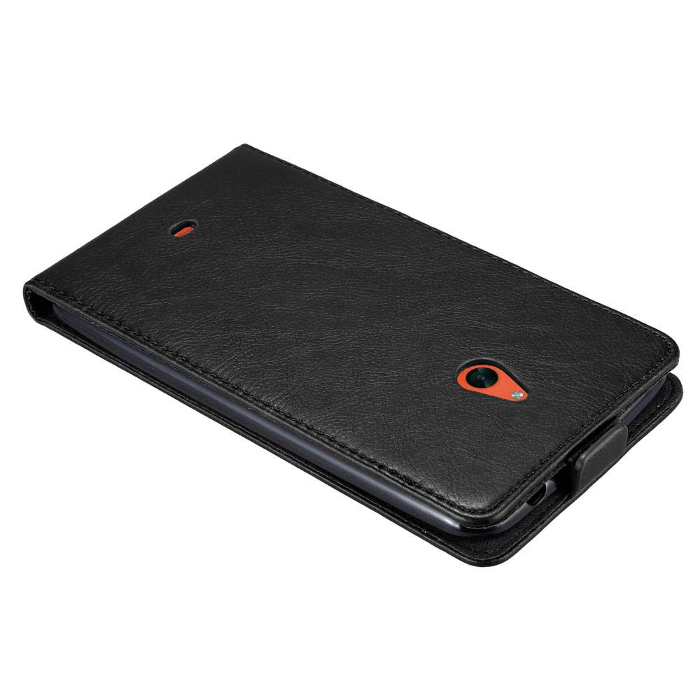 Eine schwarze Handyhülle im Flip-Stil, mit einem Telefon darin.