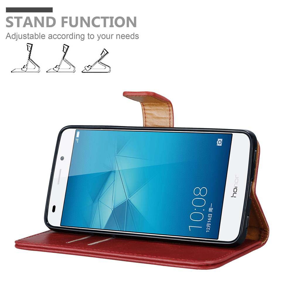 Offene Handyhülle mit Telefon darin, zeigt eine Standfunktion.