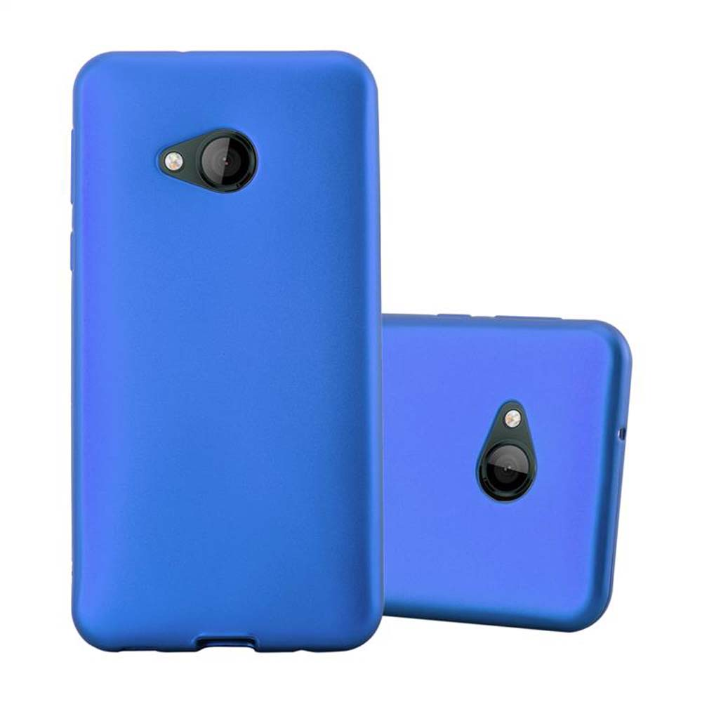 Due custodie blu per telefono, una con telefono, l'altra accanto.
