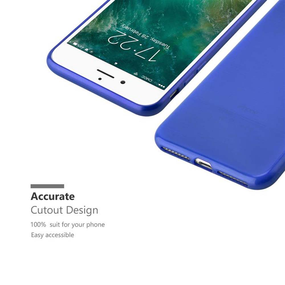 Dos teléfonos uno al lado del otro, mostrando fundas de teléfono y destacando un diseño recortado para el modelo de teléfono.