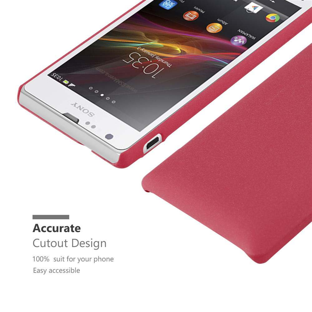 Teléfono con funda roja. La imagen muestra la pantalla. Diseño de corte preciso. Fácil acceso.