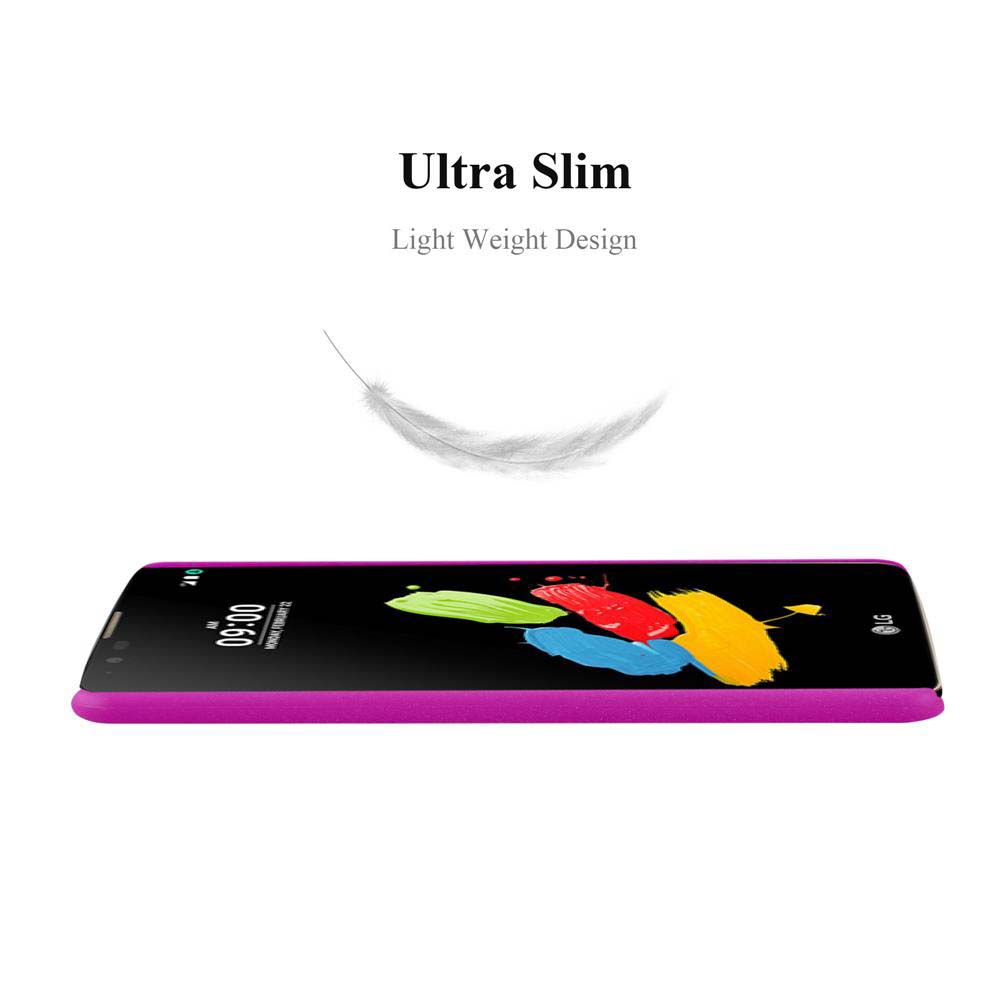 Eine schlanke lila Handyhülle mit einer weißen Feder darüber. Text: Ultra Slim, Light Weight Design.
