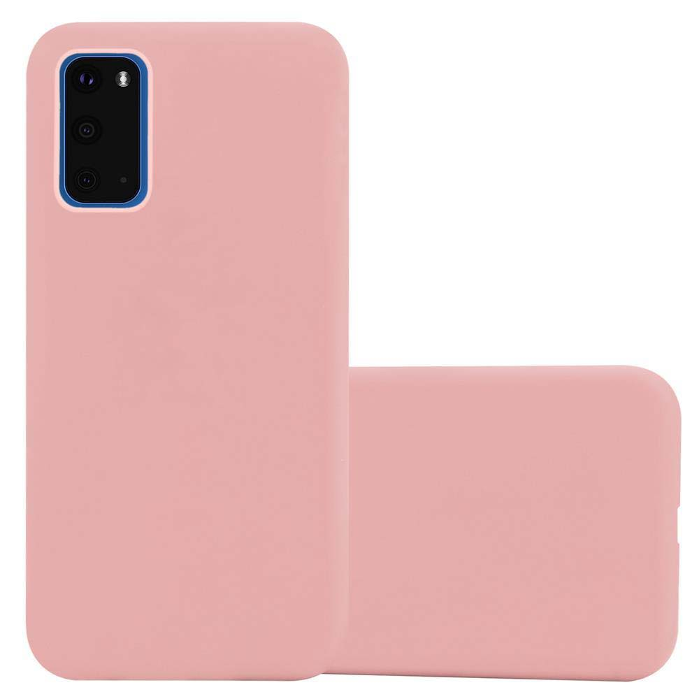 Custodia rosa per telefono, due pezzi. Una copre il retro, l'altra separata. Sfondo bianco.