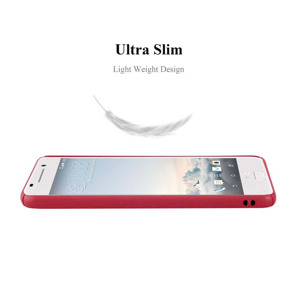 Ein Telefon auf weißem Hintergrund mit einer fallenden Feder. Das Telefon ist rot und hat einen Bildschirm.
