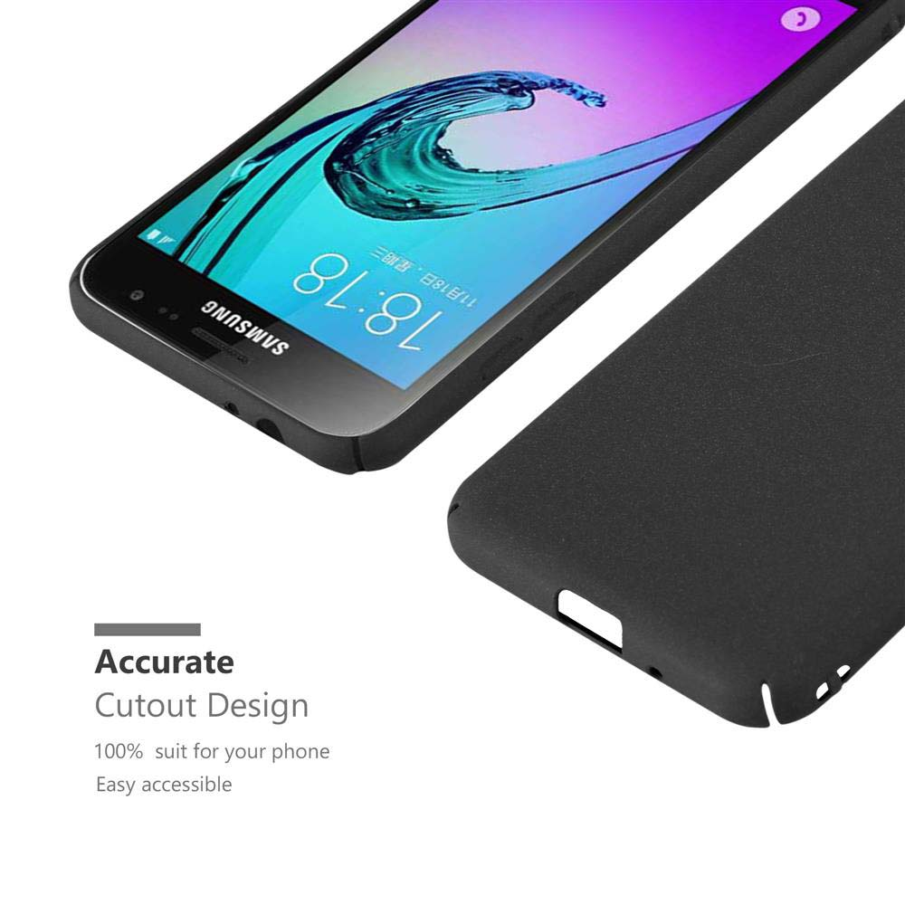 Telefono e custodia neri, con visualizzazione ora.