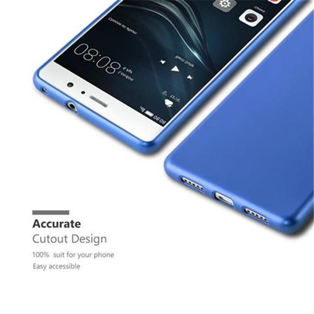 Blaue Handyhüllen, Draufsicht. Eine mit Telefon. Aussparungsdesign, leicht zugänglich.