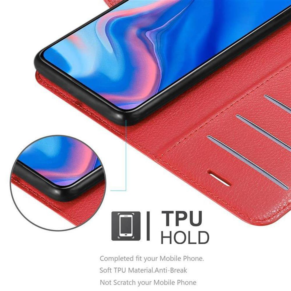 Una custodia rossa per telefono con un telefono all'interno. Lo schermo del telefono è visibile. Ha un supporto in TPU.