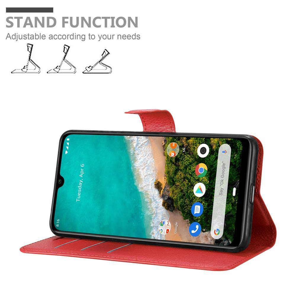 Custodia per telefono rossa, telefono dentro e testo Funzione supporto. Regolabile e tre stili.