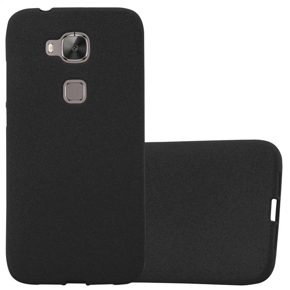 Funda de teléfono negra con una lente de cámara. Otra funda está en el fondo.