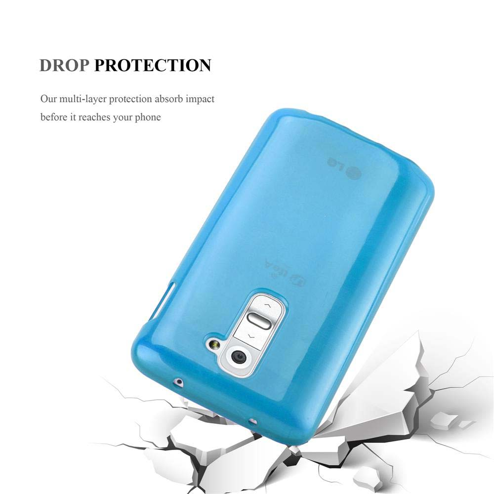 Funda azul cayendo, rompiendo superficie. Protección contra caídas.