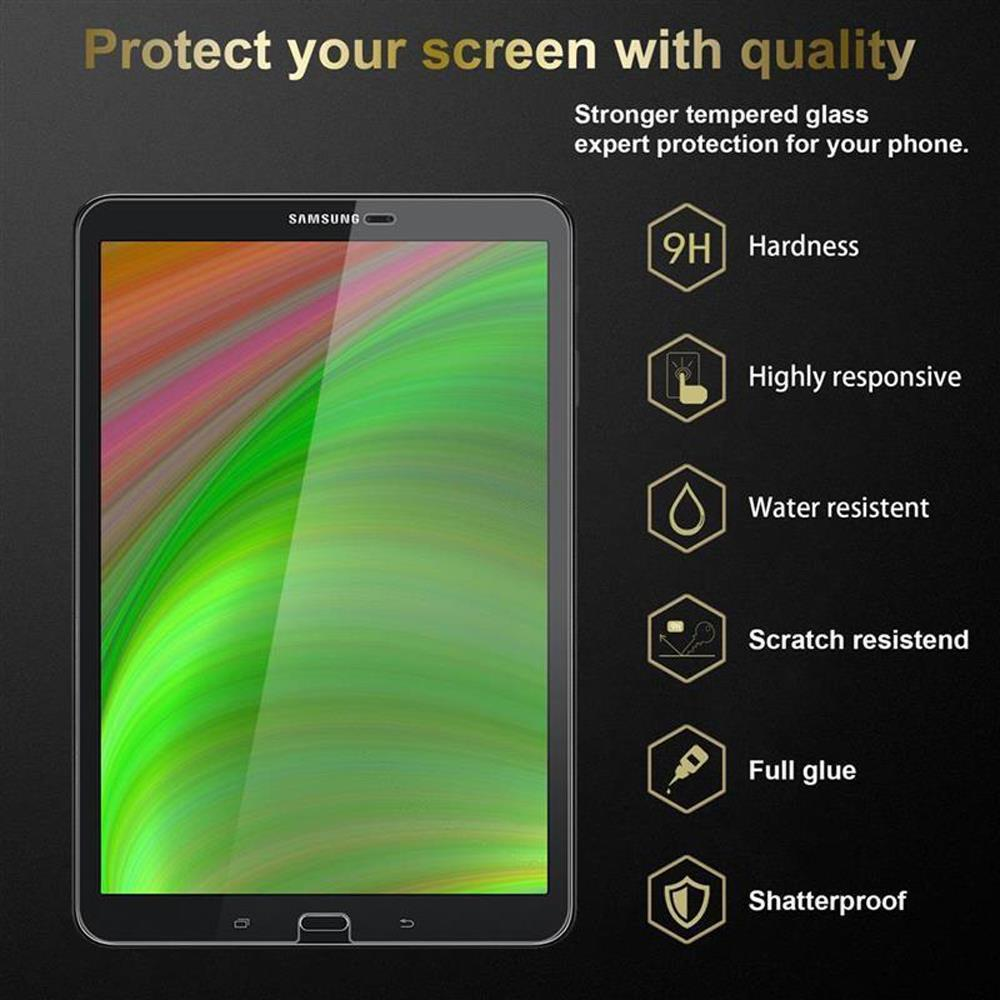Tablet con protezione dello schermo. Caratteristiche di protezione: durezza, reattività, resistenza all'acqua, resistenza ai graffi.