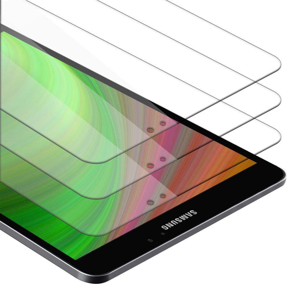 Protezioni schermo tablet impilate, vista angolata, che mostrano la stratificazione e la superficie del tablet con un motivo.