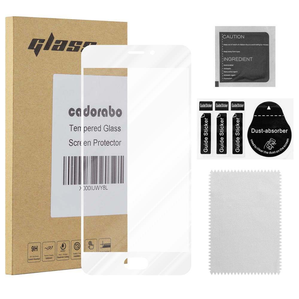 Un paquete de protector de pantalla y accesorios con un protector de pantalla blanco. Fondo blanco.