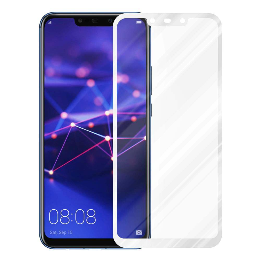 Telefono con protezione per lo schermo. Il telefono visualizza l'ora e la data. La protezione per lo schermo è trasparente.