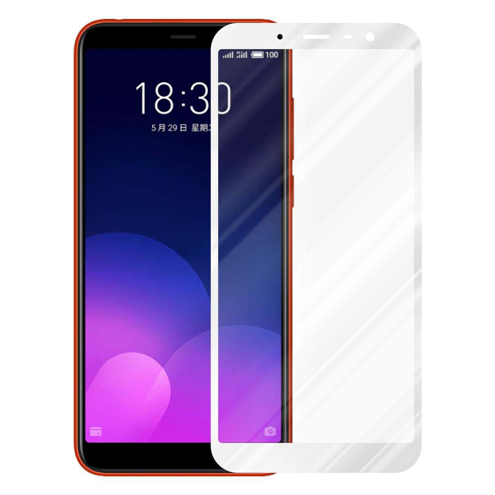 Smartphone con marco rojo. El protector de pantalla está en la pantalla. Muestra la hora y la fecha.