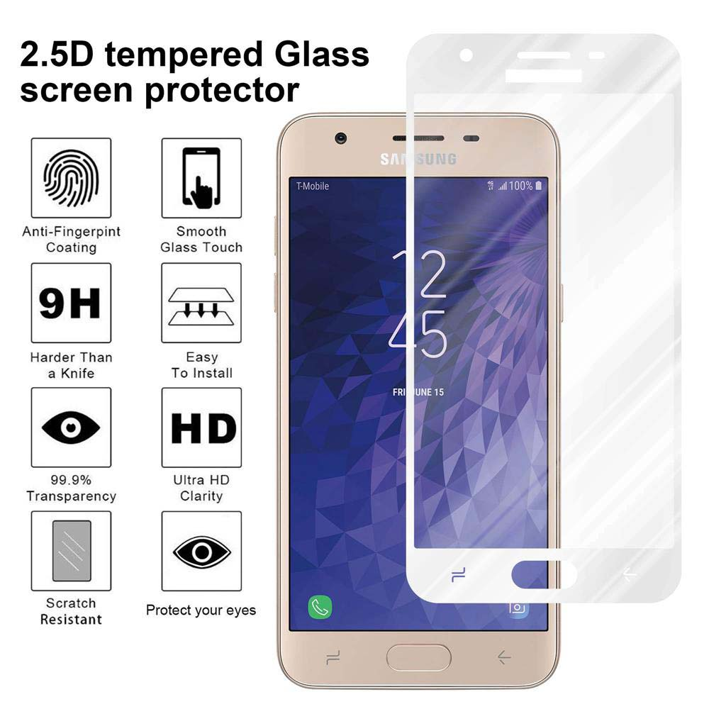Un teléfono dorado con un protector de pantalla e iconos y texto asociados.