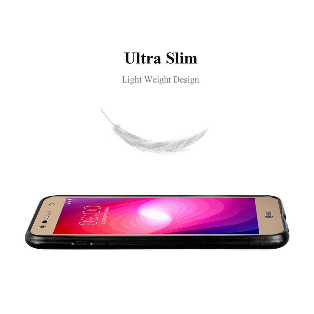 Un telefono in una custodia. Una piuma galleggia sopra. Il testo dice Ultra Slim.