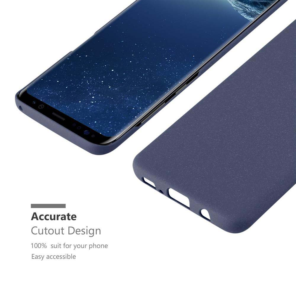 Ein blaues Telefon und eine Hülle werden gezeigt, mit einer Nahaufnahme des Telefons und der Ausschnitte der Hülle.