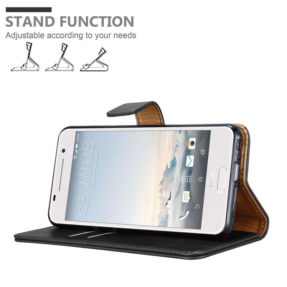 Un teléfono en una funda, abierto para mostrar el teléfono con función de soporte.