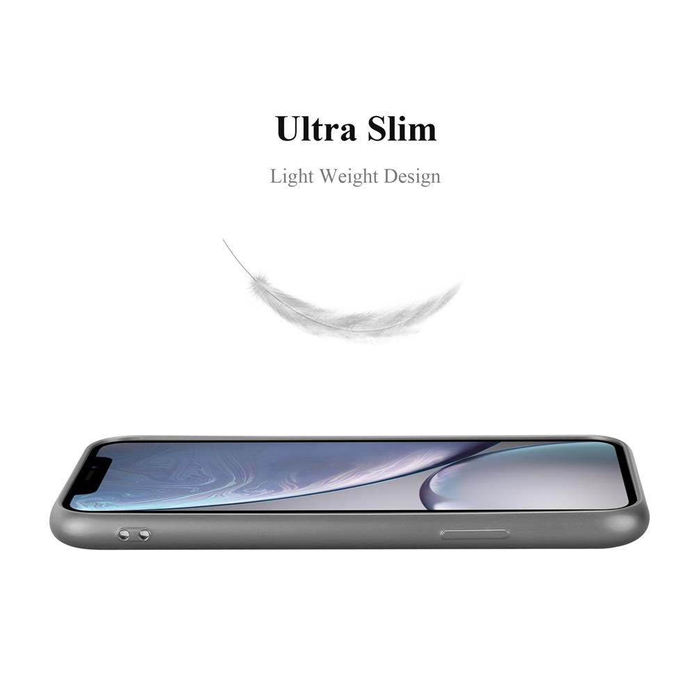 Un telefono argentato è mostrato orizzontalmente con una piuma sopra, indicando leggerezza.