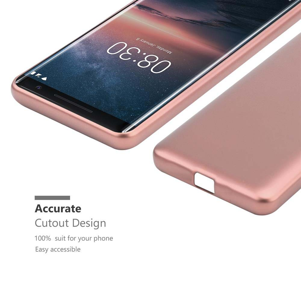 Rosa Handyhülle auf einem Telefon. Das Telefon zeigt die Uhrzeit 08:30 an.
