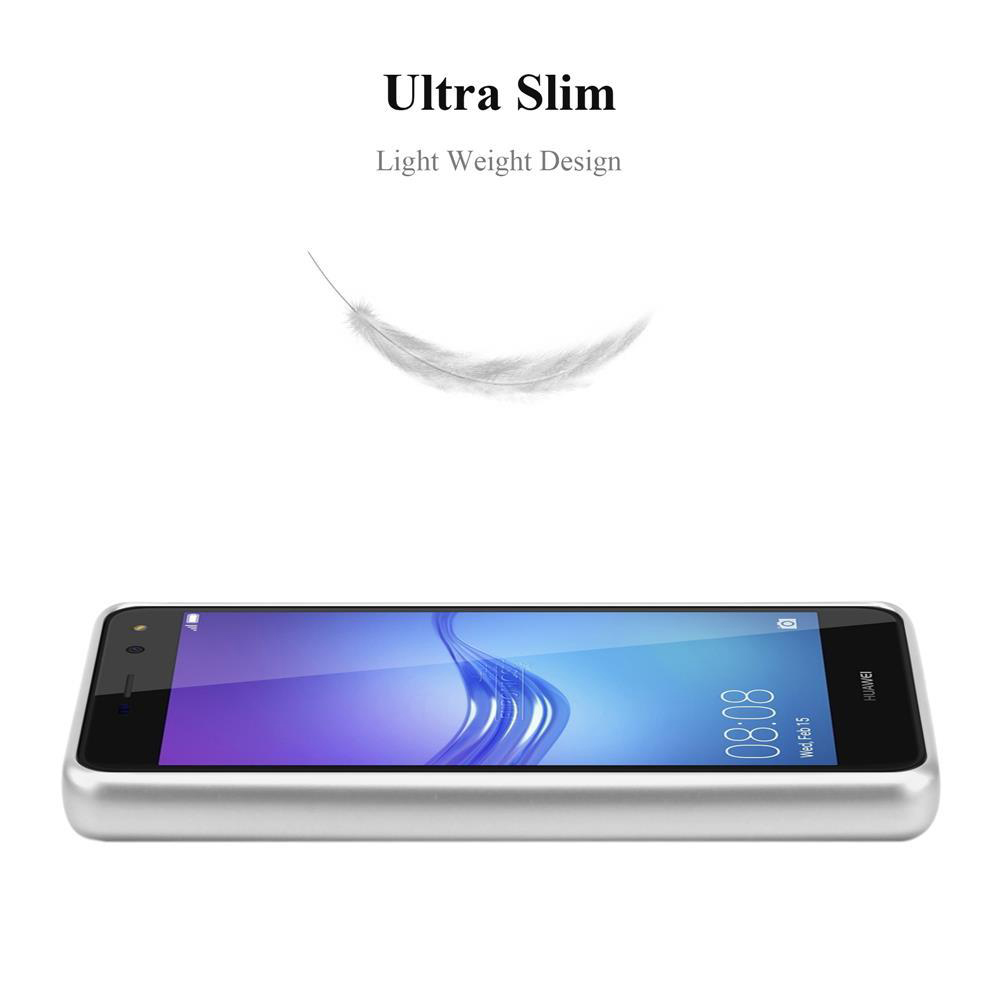 Silbernes Telefon auf weißem Hintergrund, Feder darüber. Text: Ultra Slim, Light Weight Design.