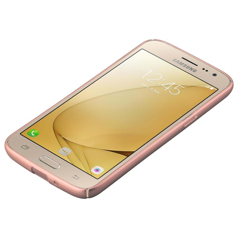 Ein goldfarbenes Smartphone mit goldfarbenem Gehäuse, das die Uhrzeit 12:45 auf dem Bildschirm anzeigt.