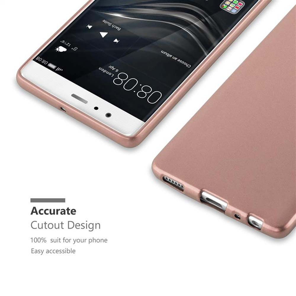 Telefon in einer rosa Hülle. Details zum Hüllendesign, einschließlich der Aussparungen. Weißer Hintergrund.