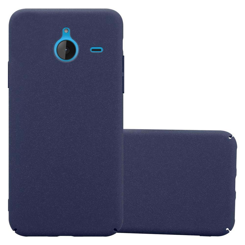 Funda de teléfono azul oscuro. Se ven dos fundas. Una está de pie y la otra tumbada.