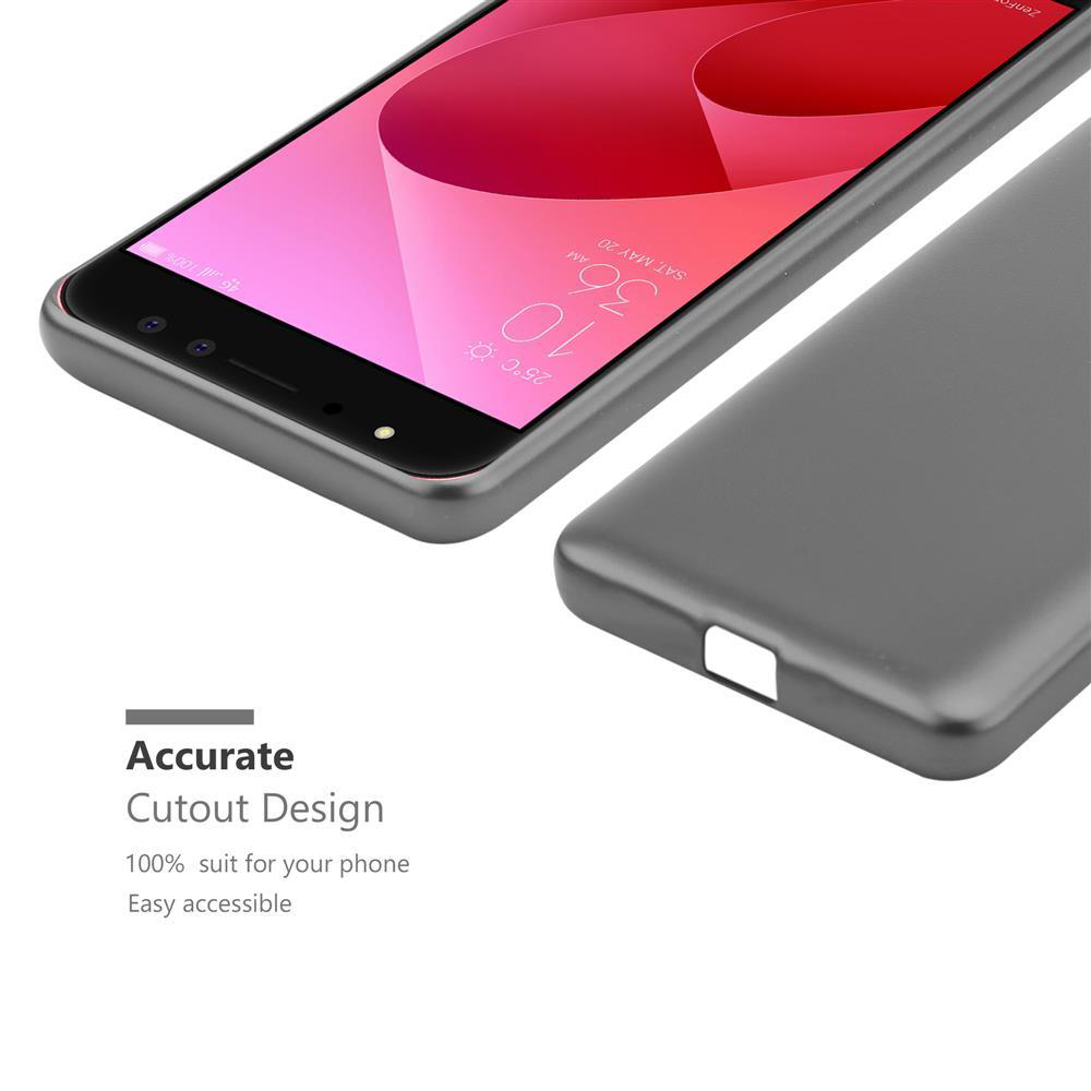 Ein Smartphone und seine Hülle, das Design des Telefons und den genauen Ausschnitt der Hülle zeigend.