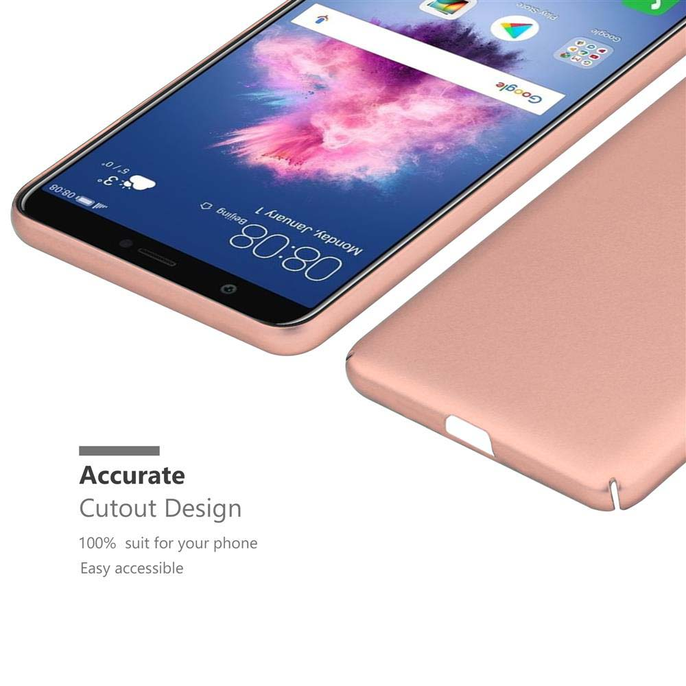 Telefono rosa con custodia rosa e schermo. Testo: Design con ritaglio preciso, adatto al 100% al tuo telefono, facile accesso.